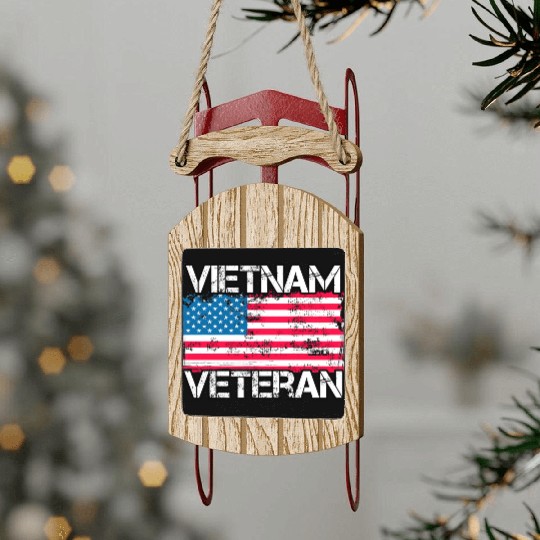 Vietnam Veteran Us Flag Military Vet Sled Ornaments
