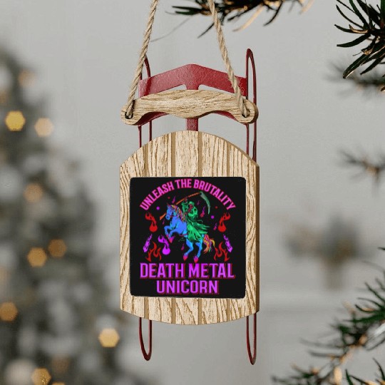 Goth Rock Satan Unicorn Festivals Death Metal Sled Ornaments
