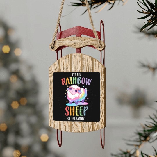Rainbow Sheep LGBTQ Transgender Pride Community Sled Ornaments