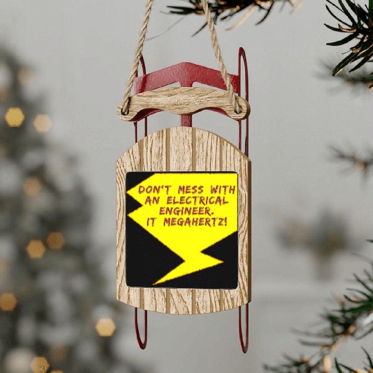 Lightning Bolt Electrical Engineer girl Sled Ornaments