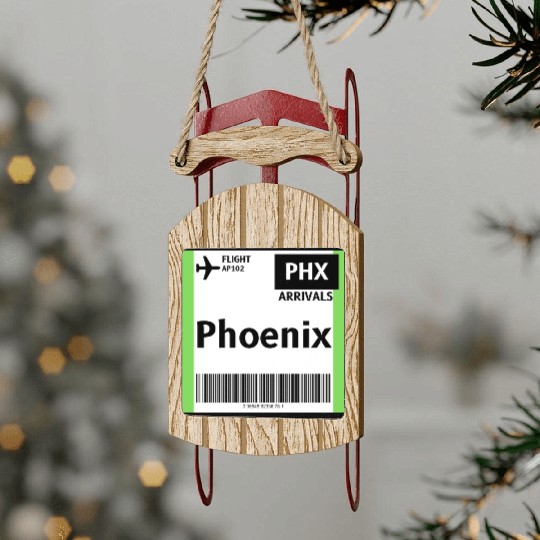 airplane ticket phoenix Sled Ornaments