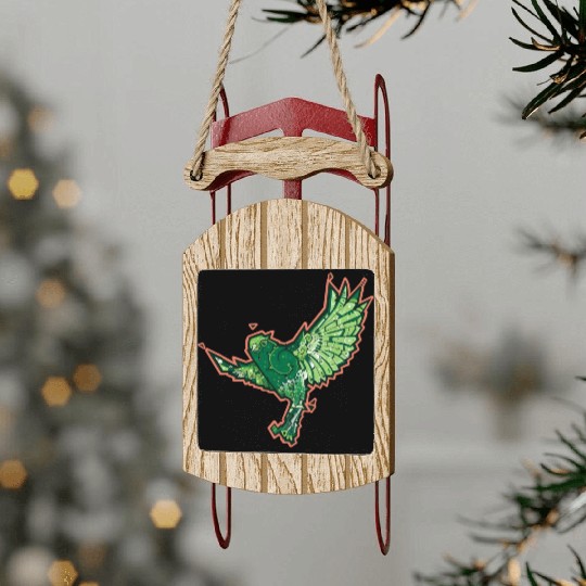 Green Bird Sled Ornaments