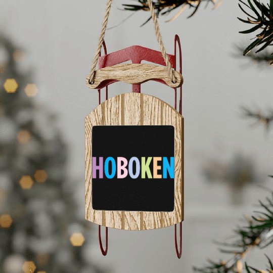 Hoboken New Jersey Colorful Type Sled Ornaments