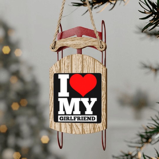 Valentines Day Girlfriend girl Sled Ornaments