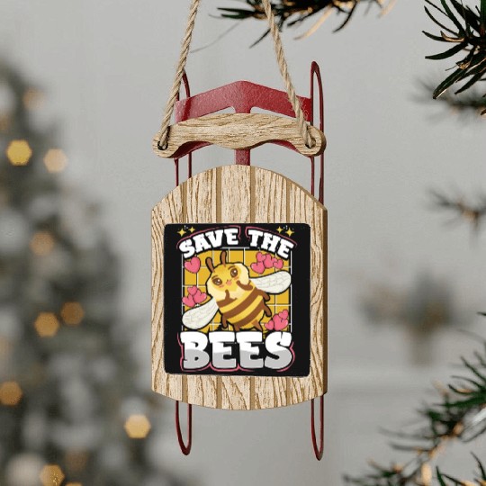 Save The Bees Cute Bumblebee Sled Ornaments