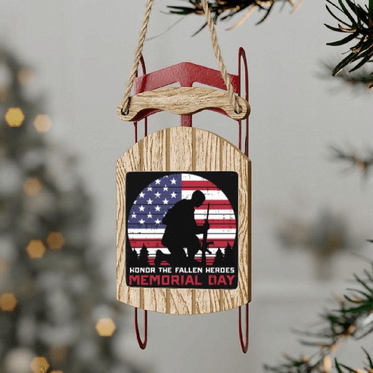 Honor The Fallen Heroes Memorial Day Us Flag Sled Ornaments