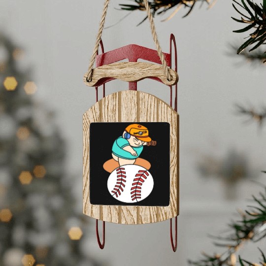 Cute Chibi Baseball Pitcher Sled Ornaments