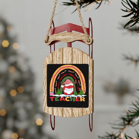 Christmas Teacher Santa Claus Sled Ornaments