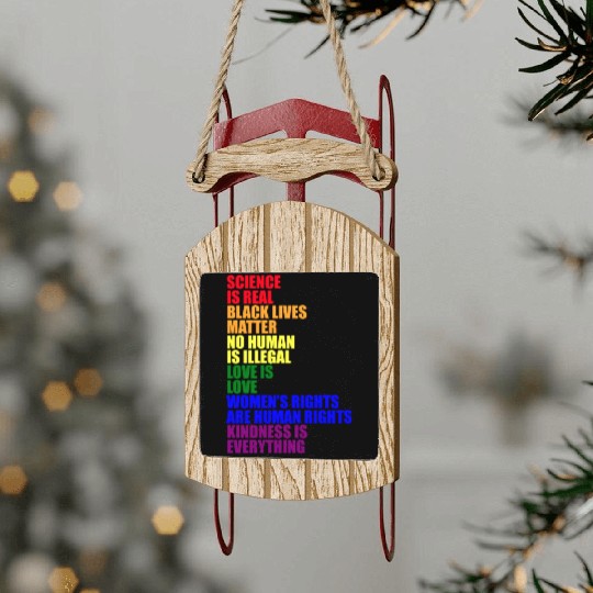 Science Is Real Sled Ornaments