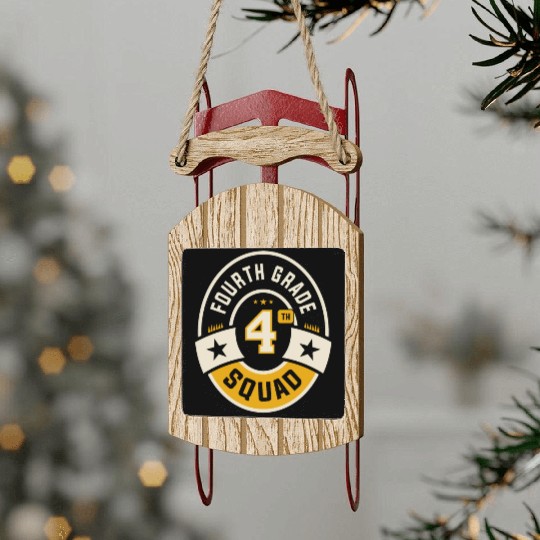 Fourth 4th Grade Squad Team Back To School Sled Ornaments