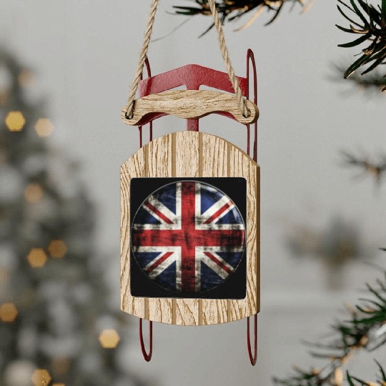 Union Jack Vintage Distressed Sled Ornaments