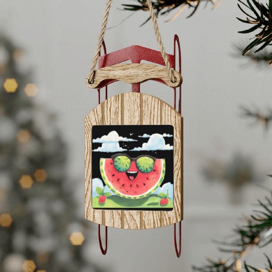 Cute Watermelon Party Summer Melon Fruit Sled Ornaments