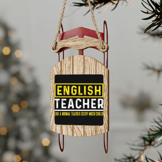 English teacher teacher teaching student unicorn Sled Ornaments