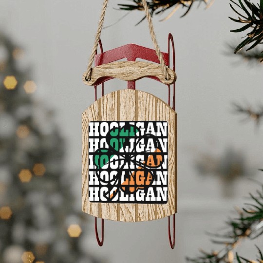 Hooligan Irish Flag Clover Leaf Sled Ornaments