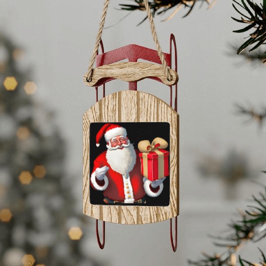 Festive Santa Claus design Sled Ornaments