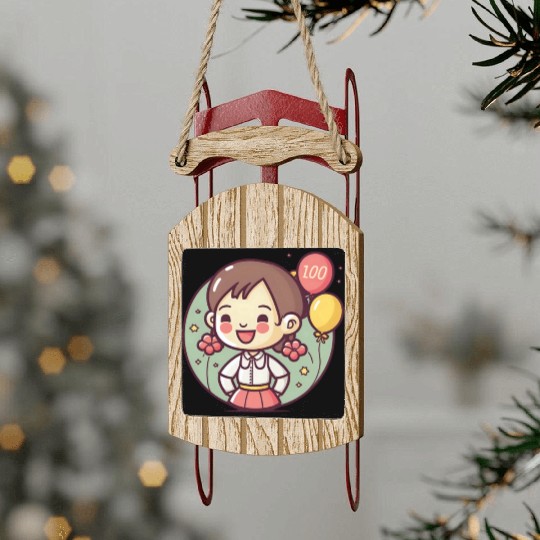 100 Days At School Sled Ornaments Teacher Airballoons