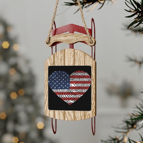 4th Of July I Love America Sled Ornaments