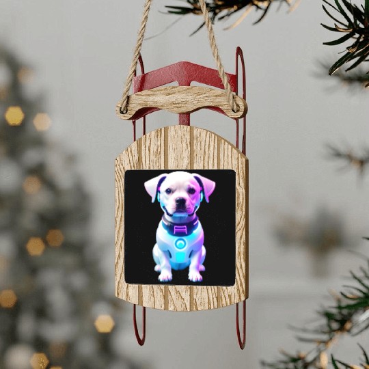 Futuristic robot dog Sled Ornaments