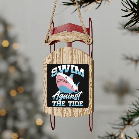 Shark Lover Transgender Pride Flag Trans LGBT Sled Ornaments