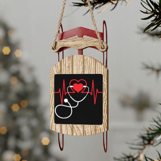Funny Heart Beats Nurse Nursing Doctor Medical Sled Ornaments