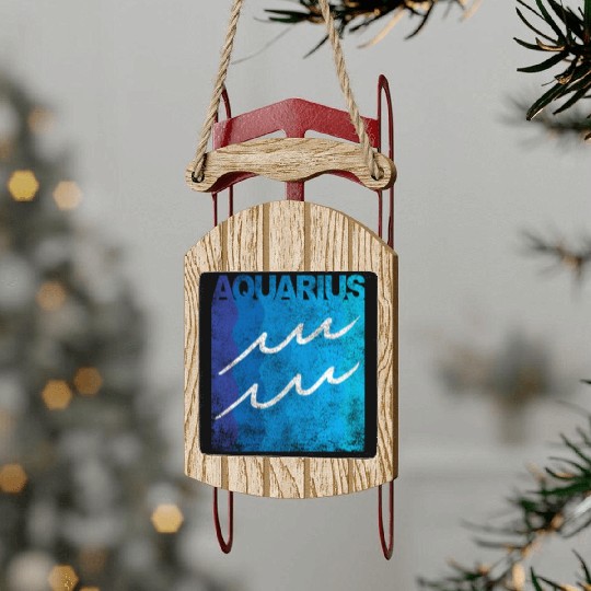 Zodiac Symbol Sign Aquarius Sled Ornaments