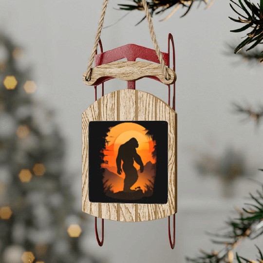 A Sasquatch Silhouette In The North Sled Ornaments