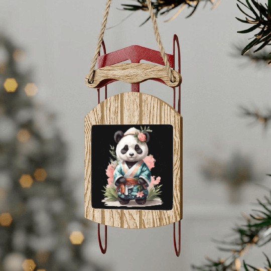 Kawaii Baby Panda Japanese Style Sled Ornaments
