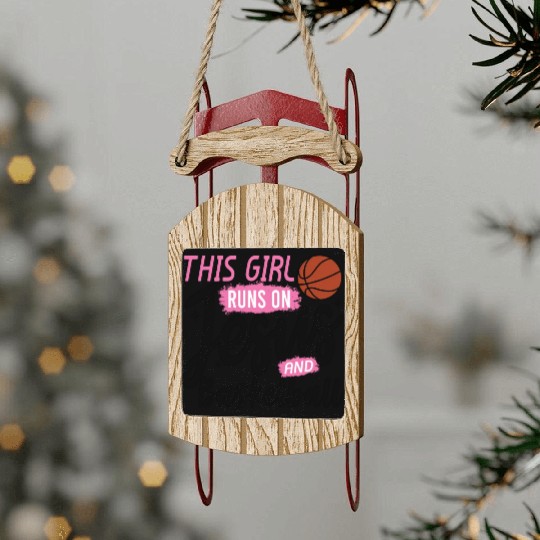 This Girl Runs On Jesus and basketball Sled Ornaments
