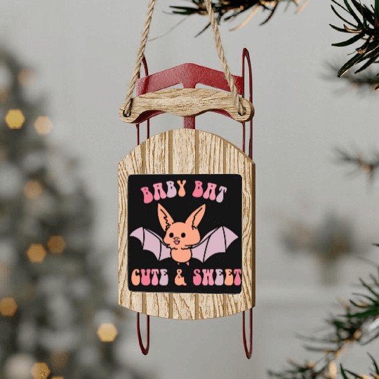 baby bat cute and sweet Sled Ornaments