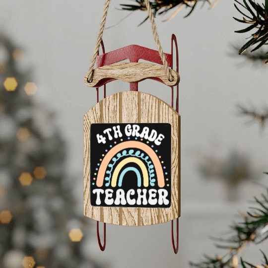 4th grade teacher, back to school Sled Ornaments