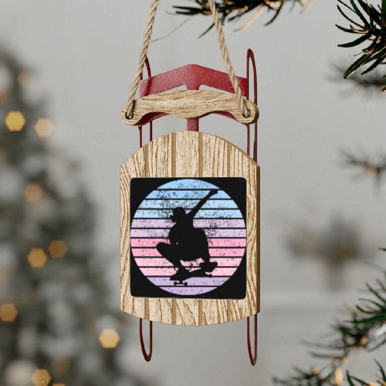 Skateboard vintage sun Sled Ornaments