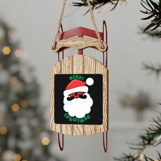 Santa Ho Ho Ho Merry Christmas Cheer Love Santa Sled Ornaments