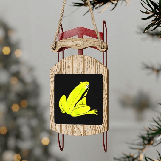 Green Frog Sled Ornaments