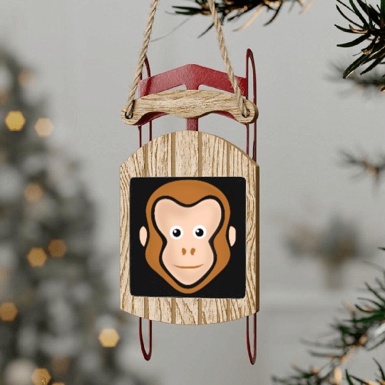 Monkey Face Adorable Sled Ornaments