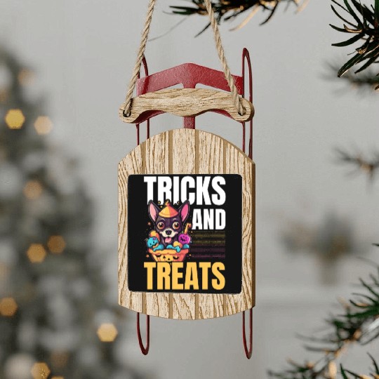 Chihuahua Halloween Puppy Trick Or Treat Dog Lover Sled Ornaments