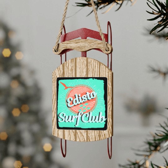 Edisto Beach South Carolina Family Vacation Surfer Sled Ornaments