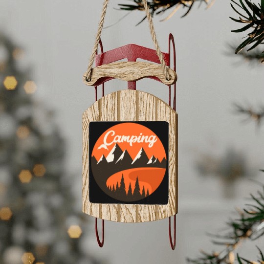 Happy Camper Camping Sled Ornaments