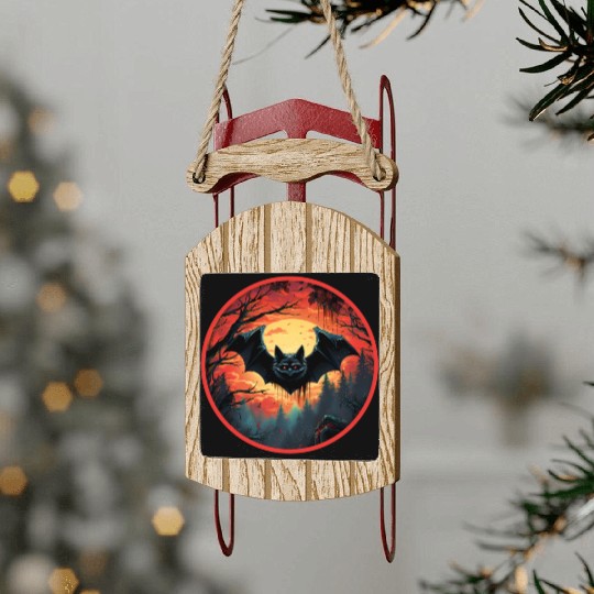 Bats Bat Fruit Bats Halloween Sled Ornaments