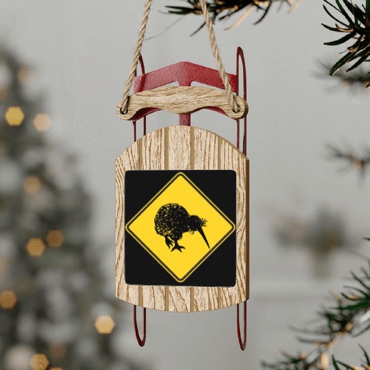 New Zealand Attention Kiwi Street Sign Camping Sled Ornaments