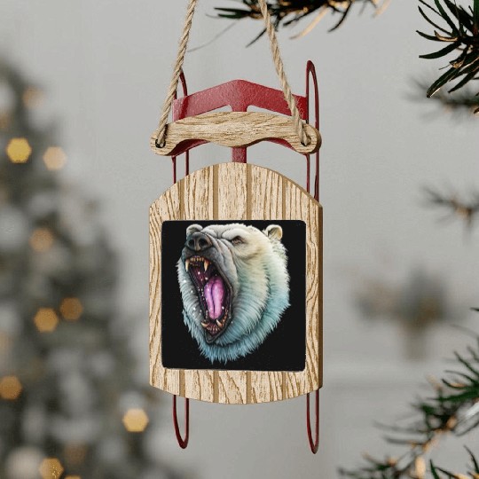 Angry Polar Bear Sled Ornaments