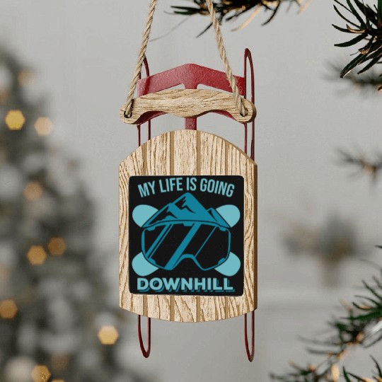 Vintage Snowboarding Sled Ornaments