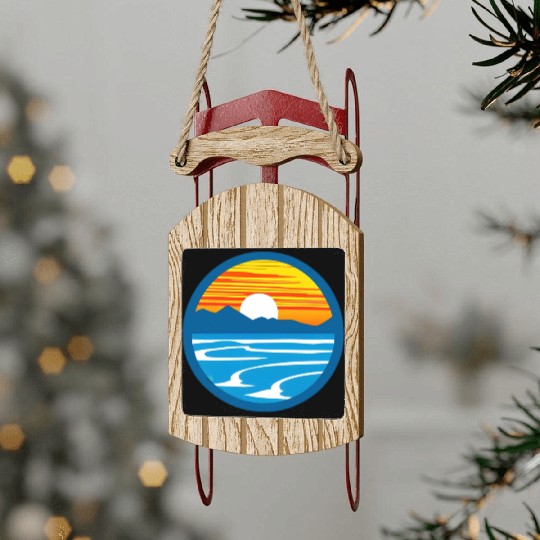 Sunset Graphic Sled Ornaments design