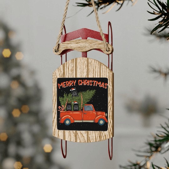 Cane Corso Xmas Vintage Red Pickup Retro Truck Sled Ornaments
