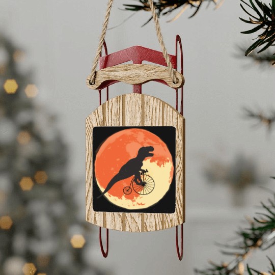 T Rex On The Road Trip Through The World Sled Ornaments