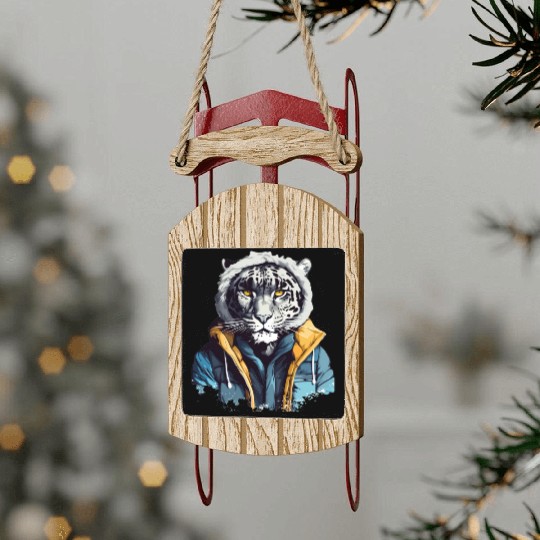 Street Style Snow Leopard | Leopard Lovers Sled Ornaments