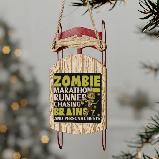 Horror Zombie Runner Half Marathon Running Jogging Sled Ornaments