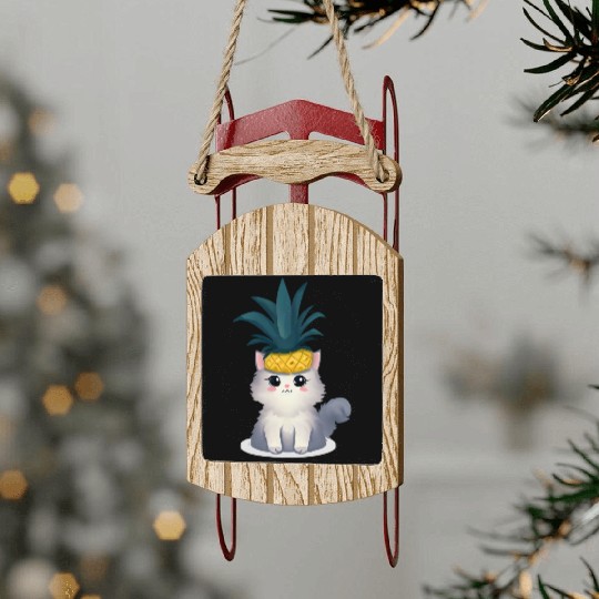 Pineapple cat Sled Ornaments