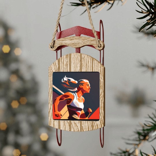 Sport Girl Running Sled Ornaments