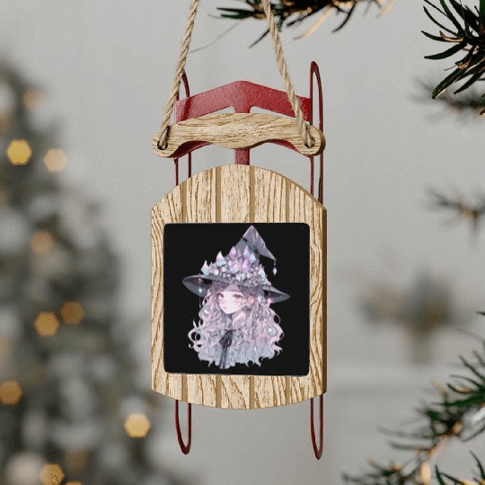 Pastel Goth Crystal Witch Sled Ornaments