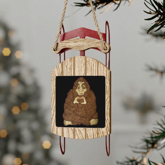 Big Heart Bigfoot Sled Ornaments